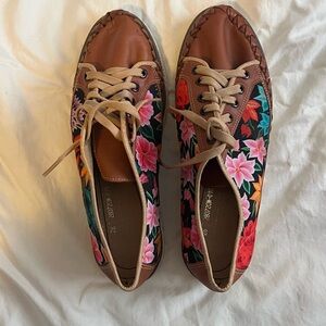 Agave Girl Boutique leather & Floral fabric Lace-Up Women's Shoes